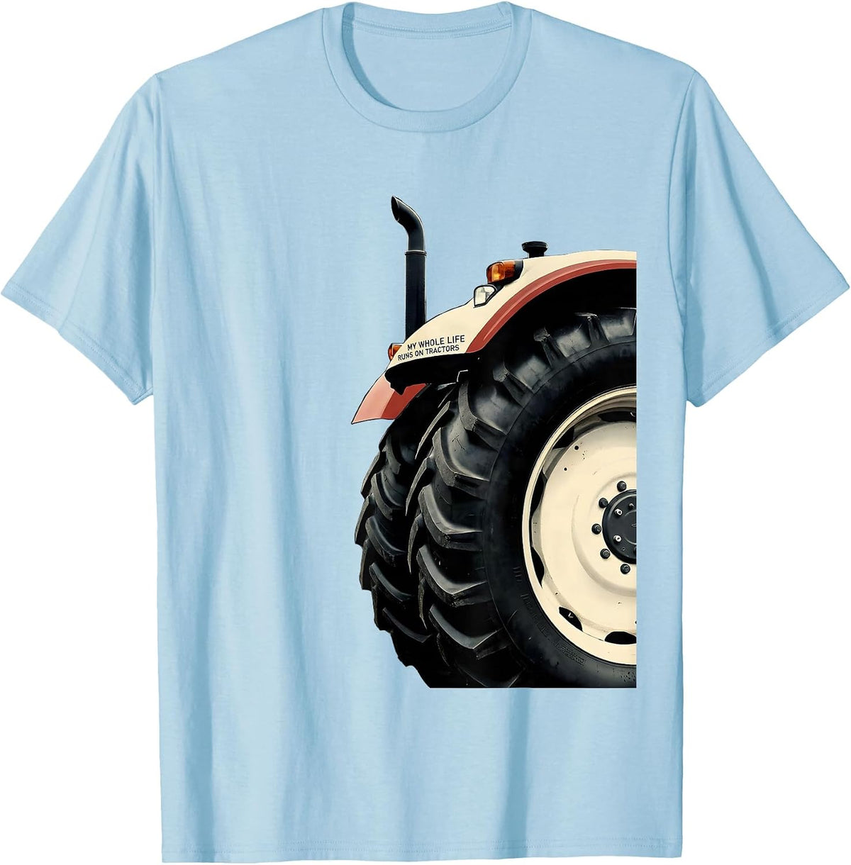 Men's My Whole Life Runs On Tractors Funny Farm Dad Tractor Lover T-Shirt - Baby Blue