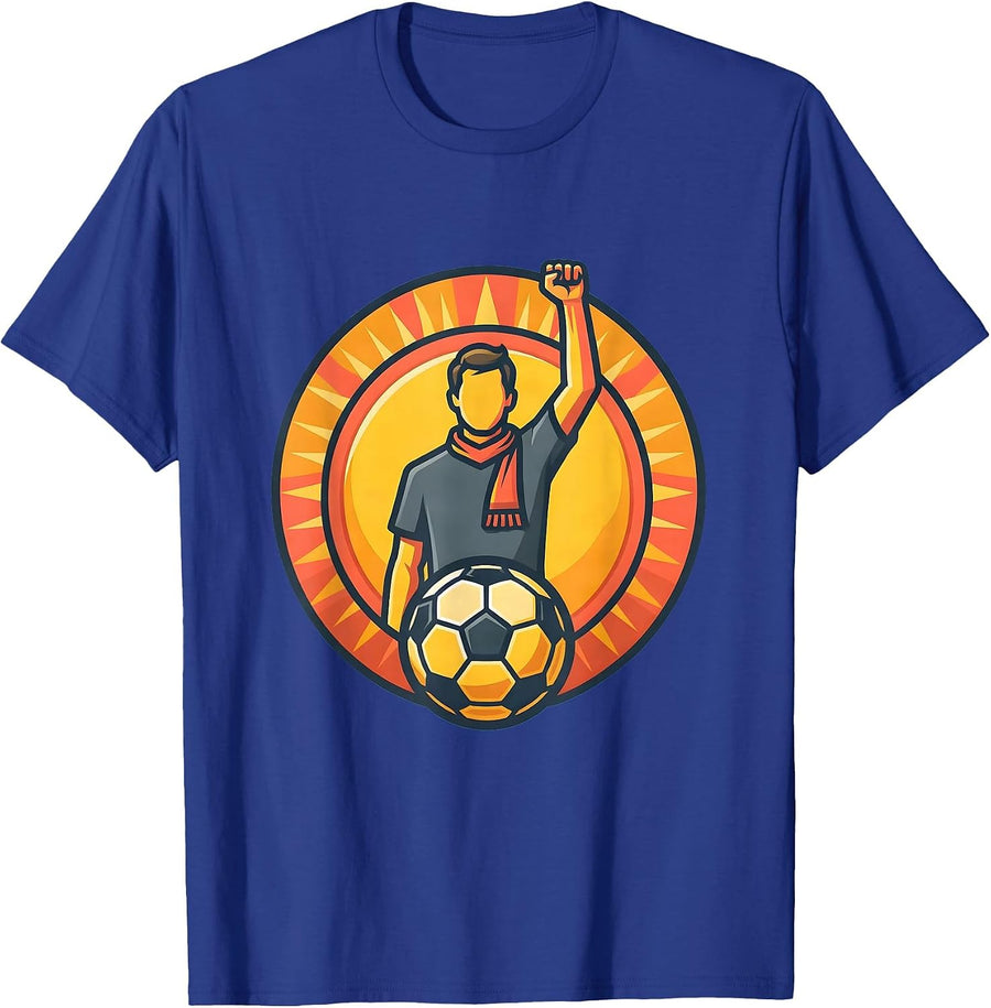 Soccer Dad Fist Pump Sunrise Game Illustration T-Shirt - Royal Blue