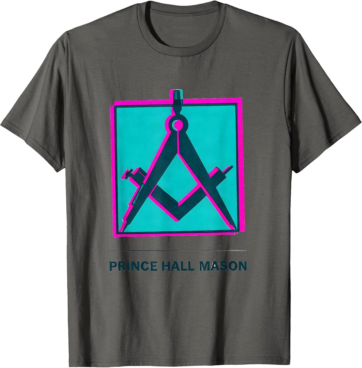 Prince Hall Mason Risograph Masonic Fraternal Pride T-Shirt - Asphalt Grey
