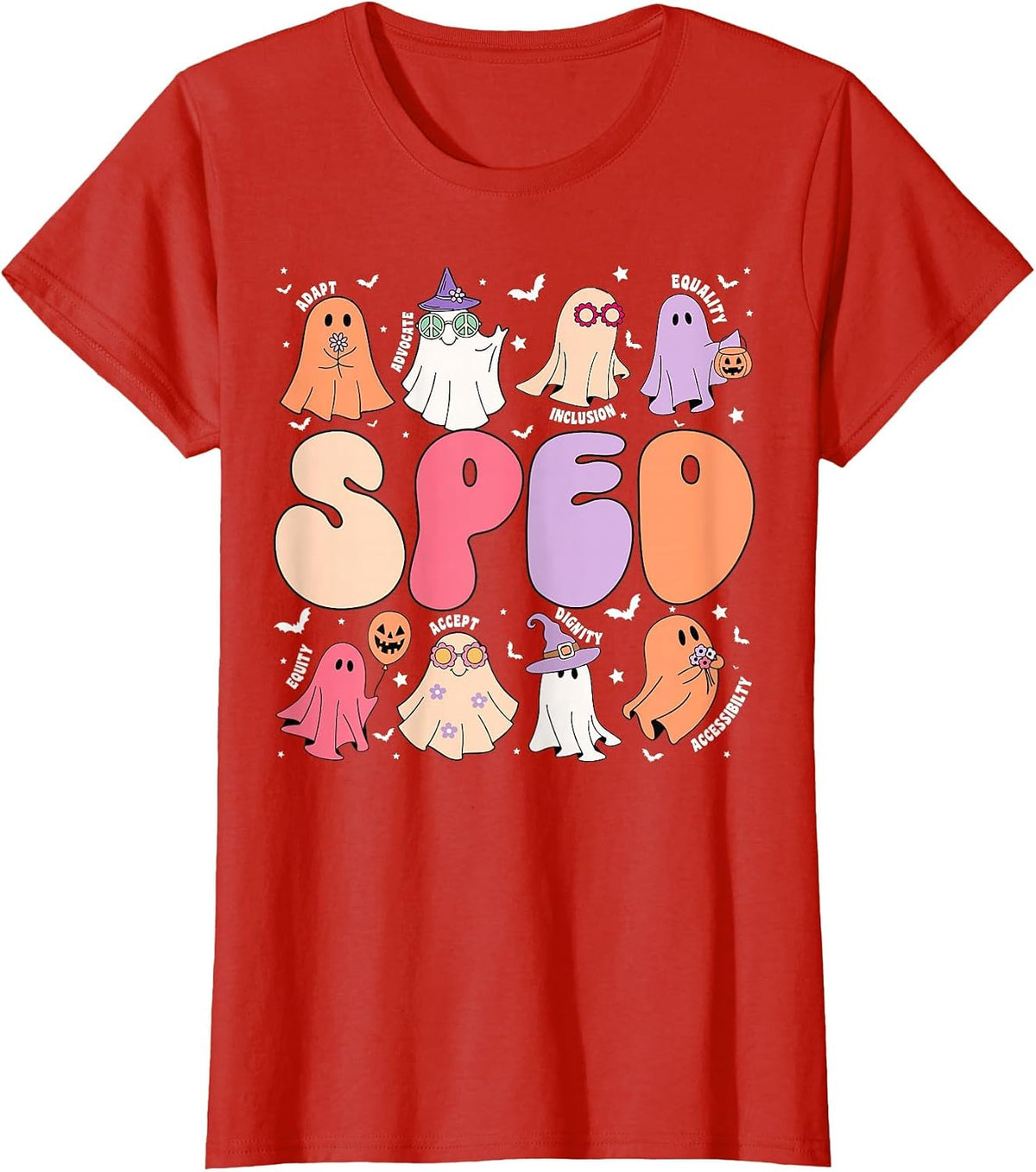 Special Education Teacher Ghosts Halloween SPED Teacher T-Shirt - Red