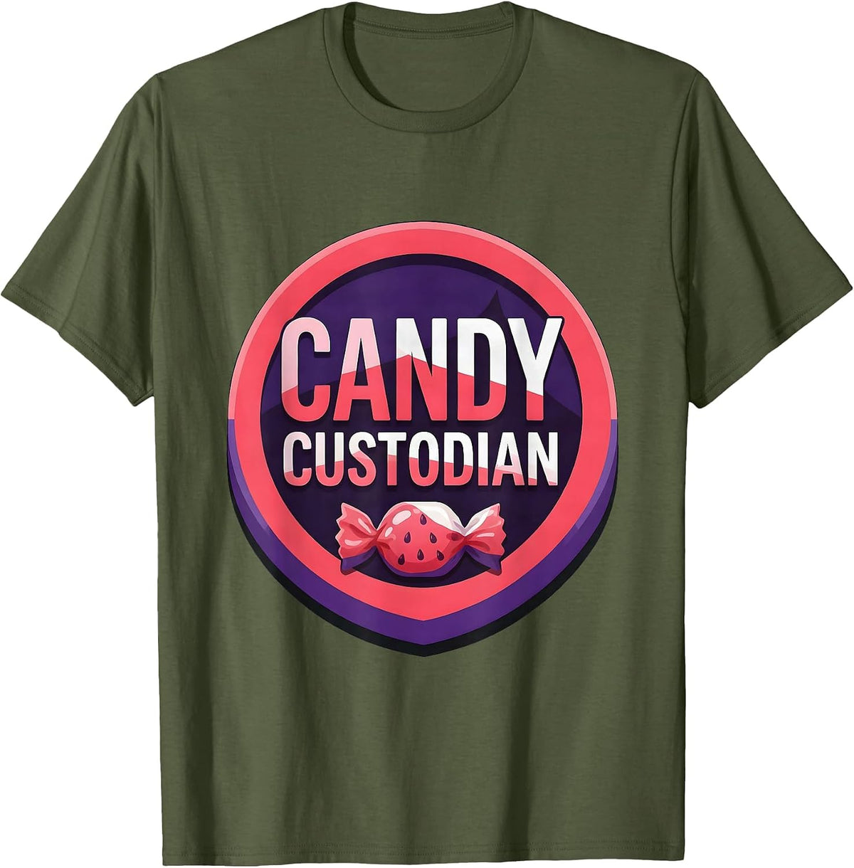 Candy Custodian Gummy Jelly Pop Funny Halloween Party T-Shirt - Olive Green