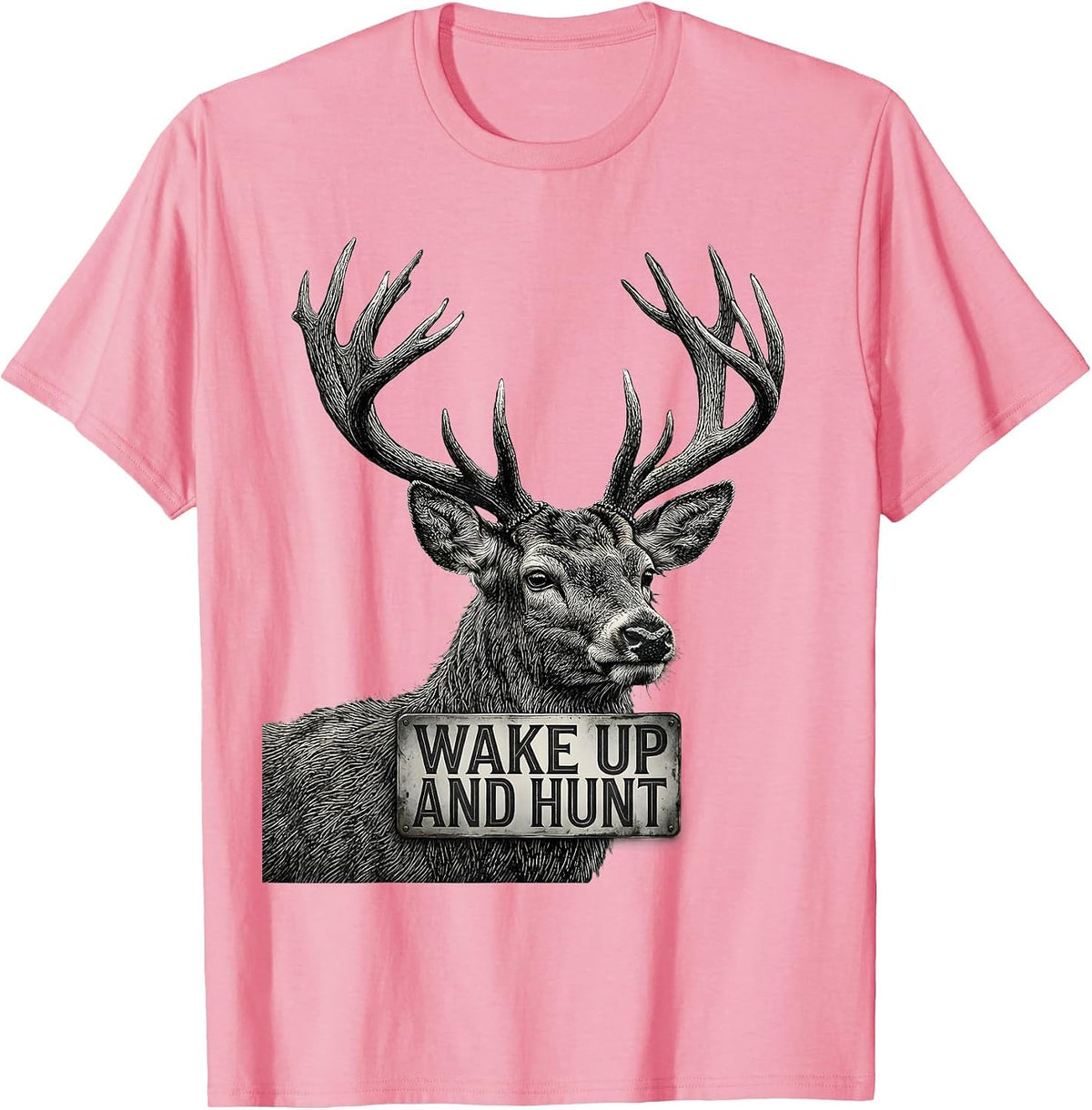 Men's Wake Up and Hunt Hunting Graphic Design T-Shirt - Pink
