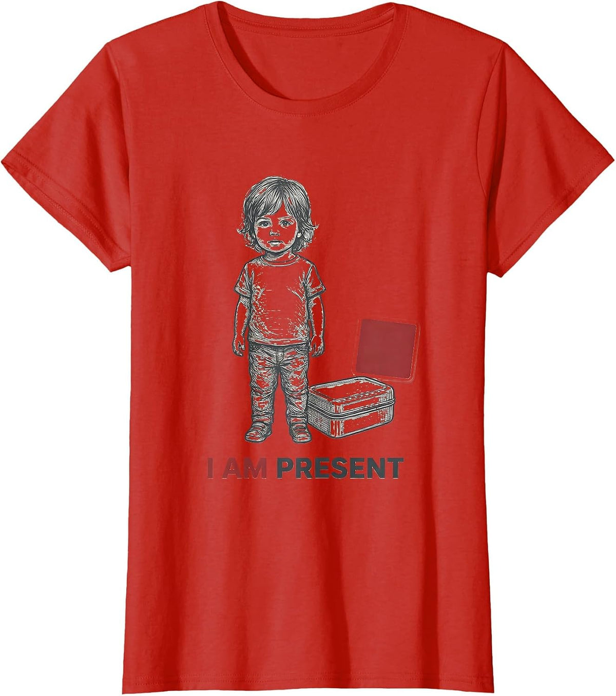I Am Present Retro Groovy Positivity Special Education T-Shirt - Red
