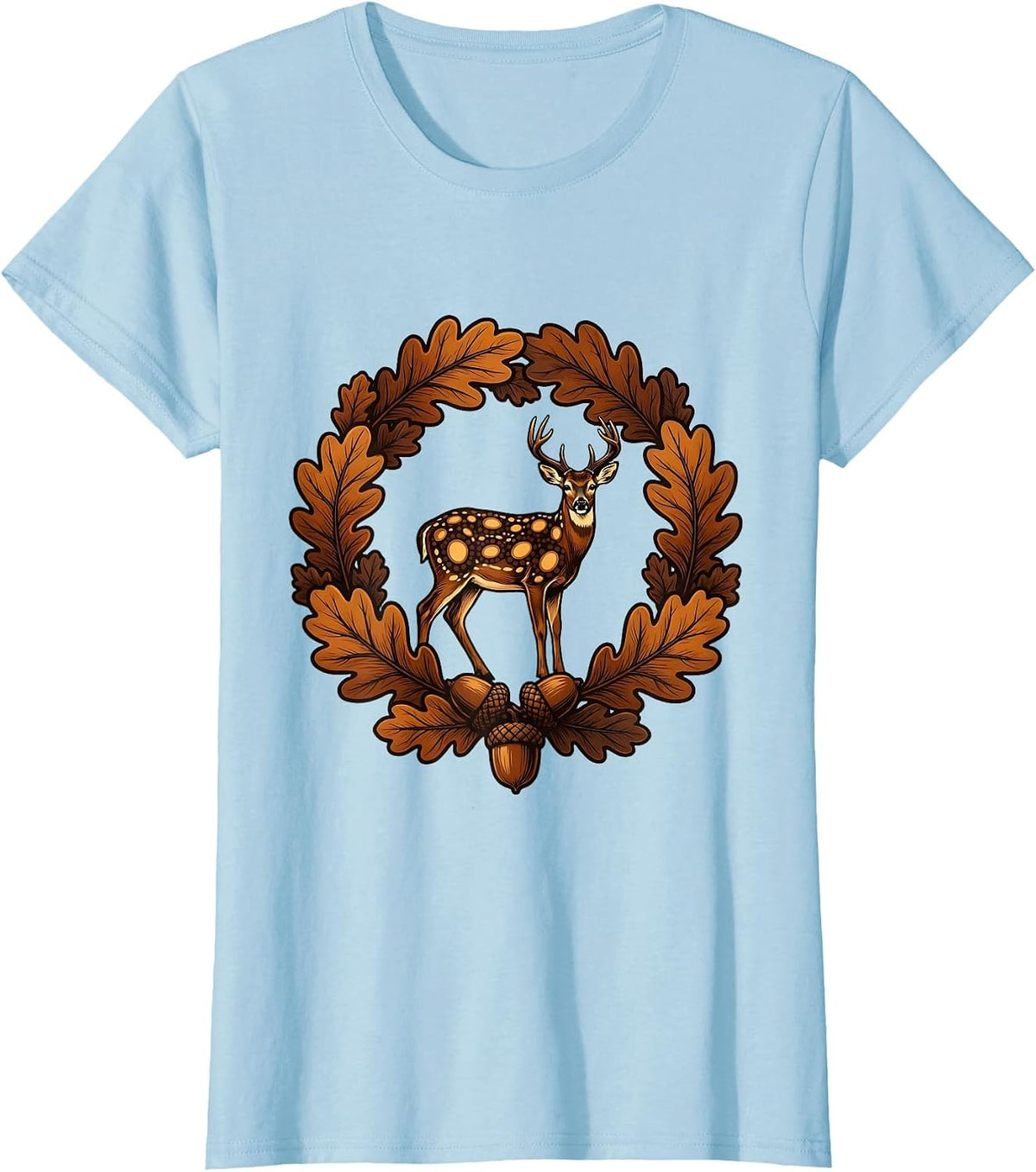 Whitetail Deer Autumn Leaves Camo Wildlife T-Shirt - Baby Blue