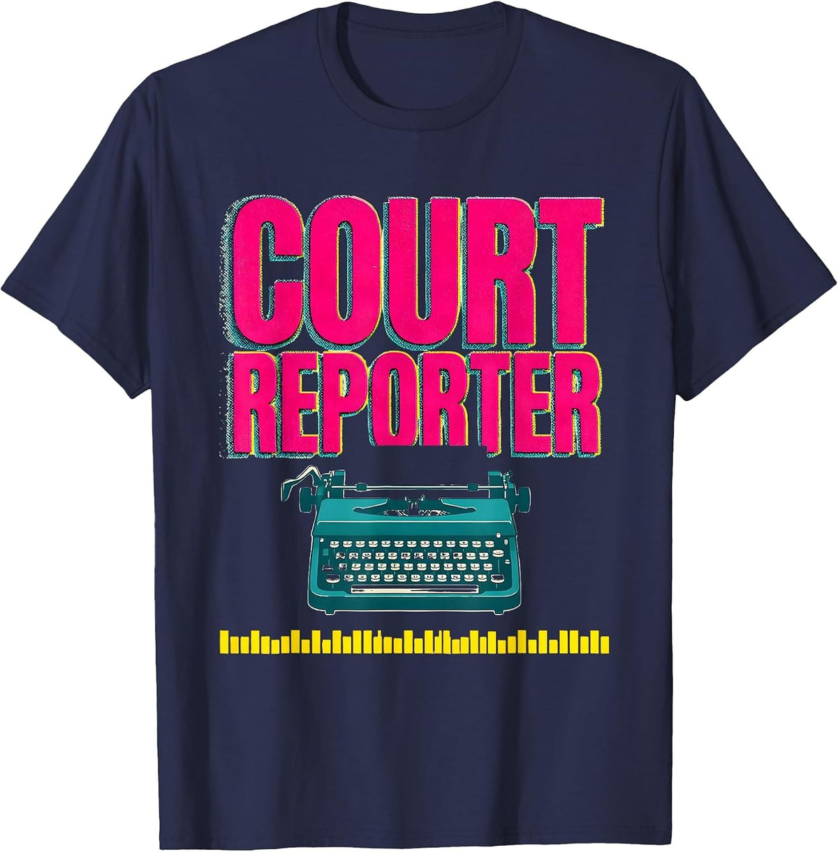 Court Reporter Risograph Halloween Occupation Costume T-Shirt - Navy Blue