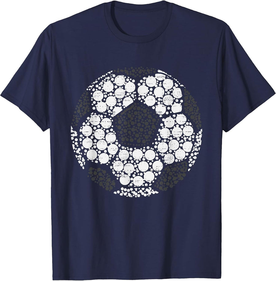 Happy Dot Day Soccer Colorful Polka Dots Tee T-Shirt Boy Teen Youth Kids - Navy Blue