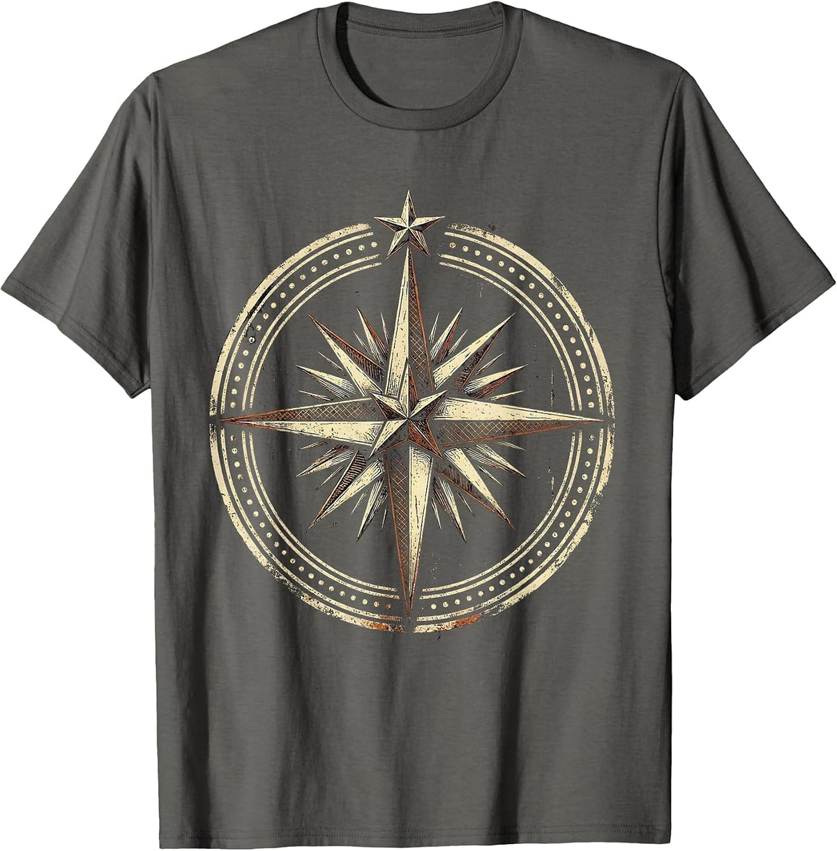 Men's Social Worker Compass Rose Guiding Star Design T-Shirt - Asphalt Grey