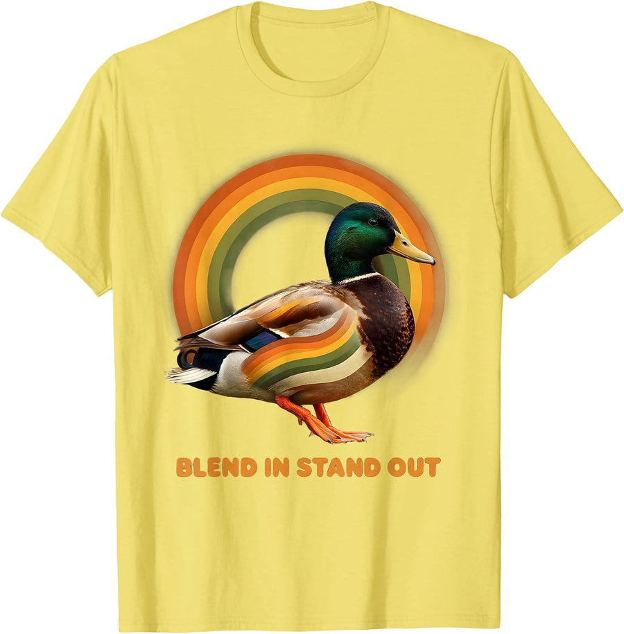 Men's Duck Camo Blend In Stand Out Design T-Shirt - Lemon Yellow
