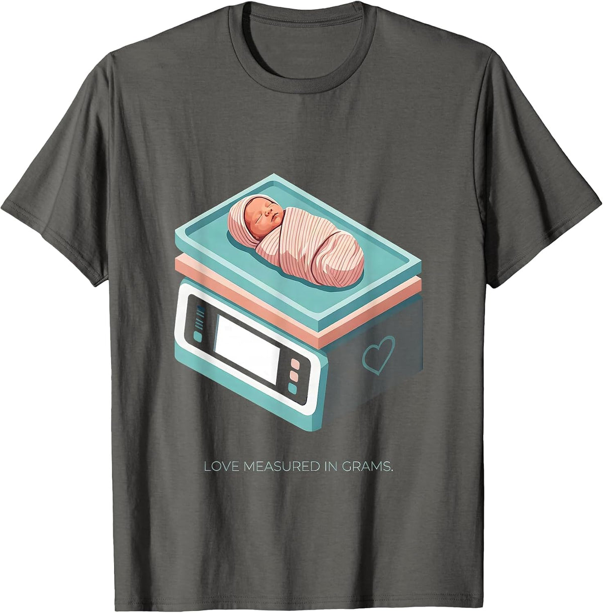 Men's Love Measured In Grams NICU Nurse Design T-Shirt - Asphalt Grey