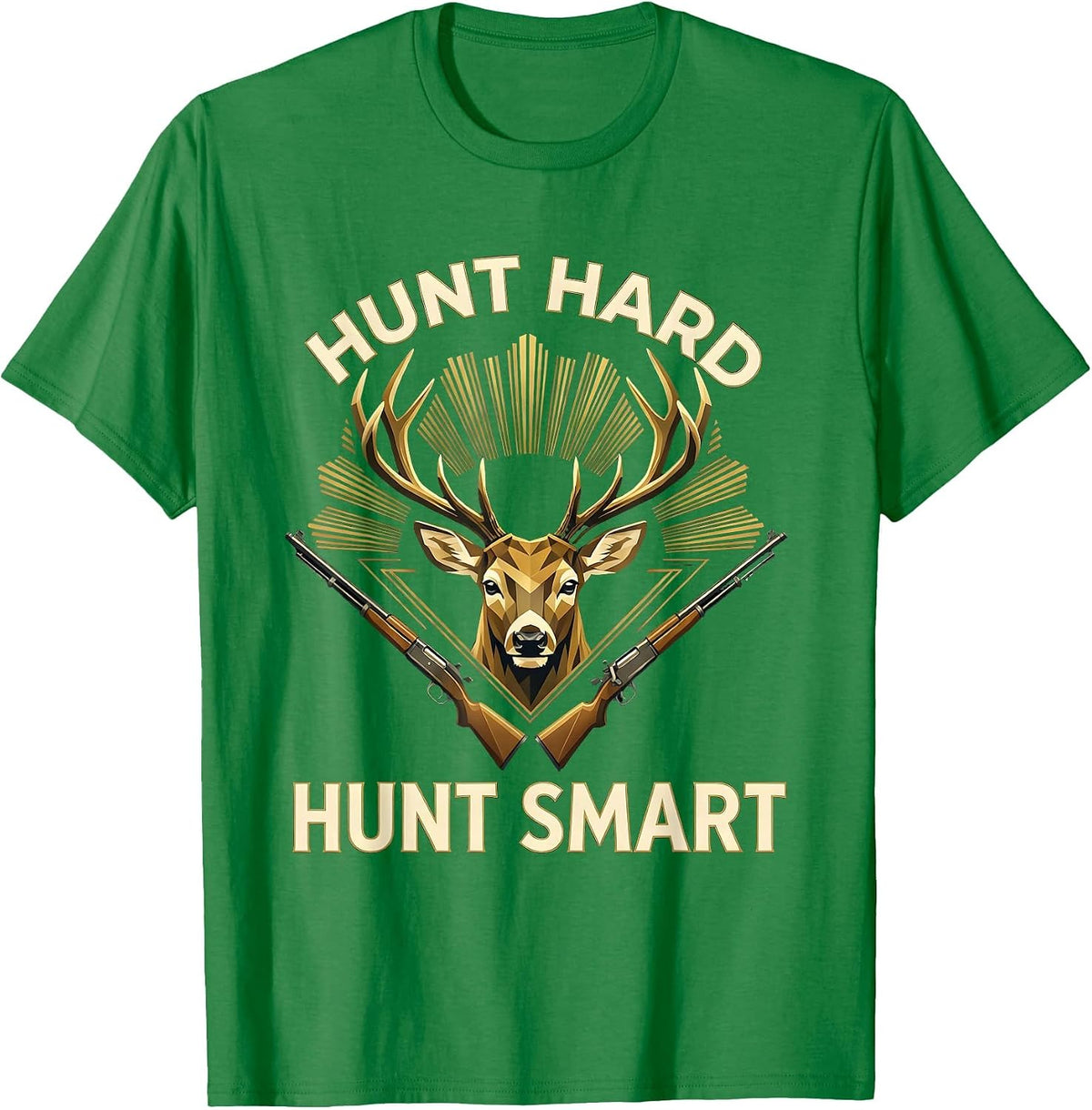 Men's Hunt Hard Hunt Smart Hunting Graphic Design T-Shirt - Kelly Green