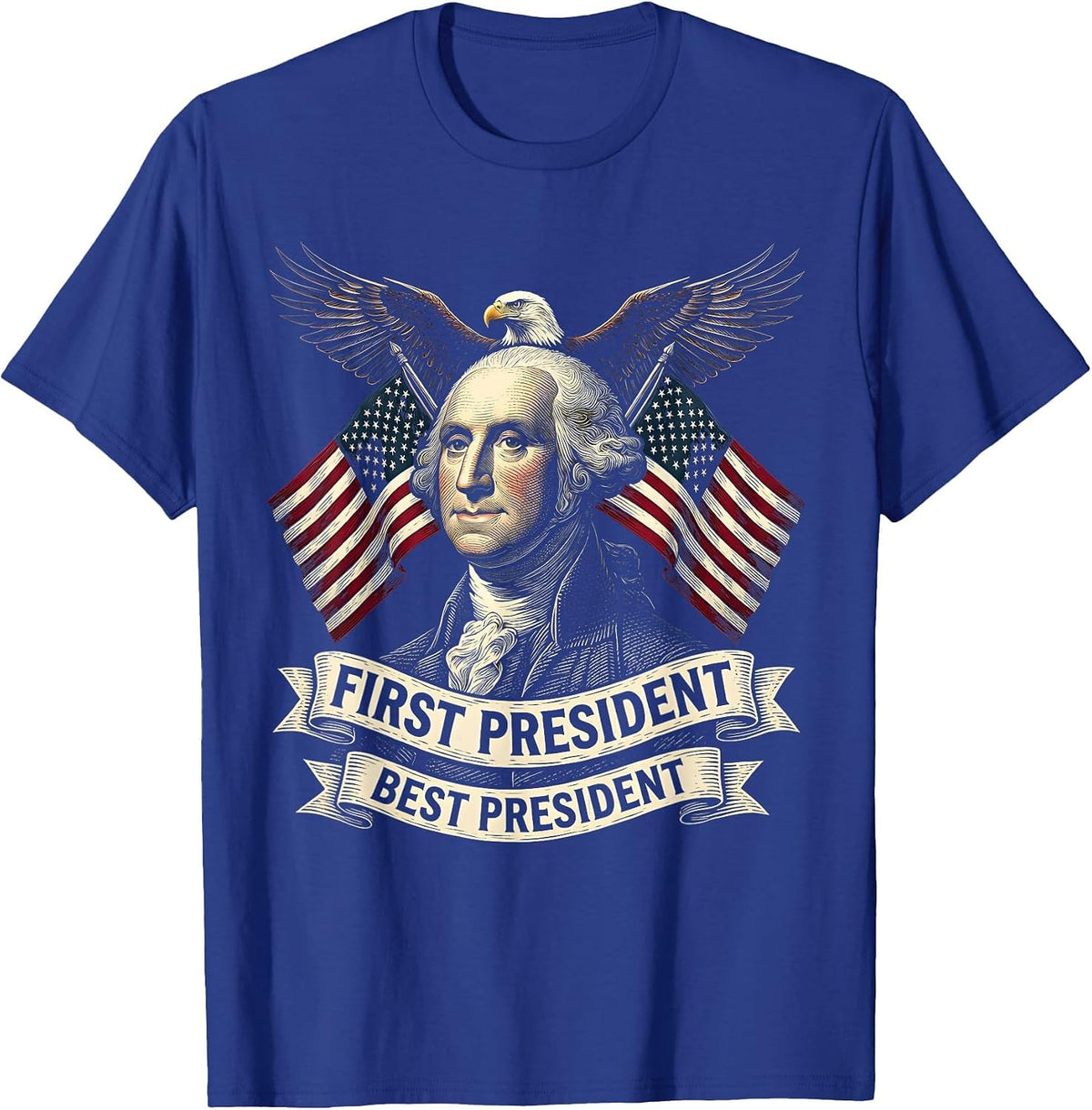 Patriotic George Washington First President Design T-Shirt - Royal Blue