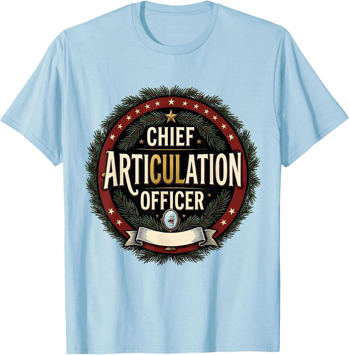 Men's Chief Articulation Officer Retro Groovy Speech Therapist T-Shirt - Baby Blue