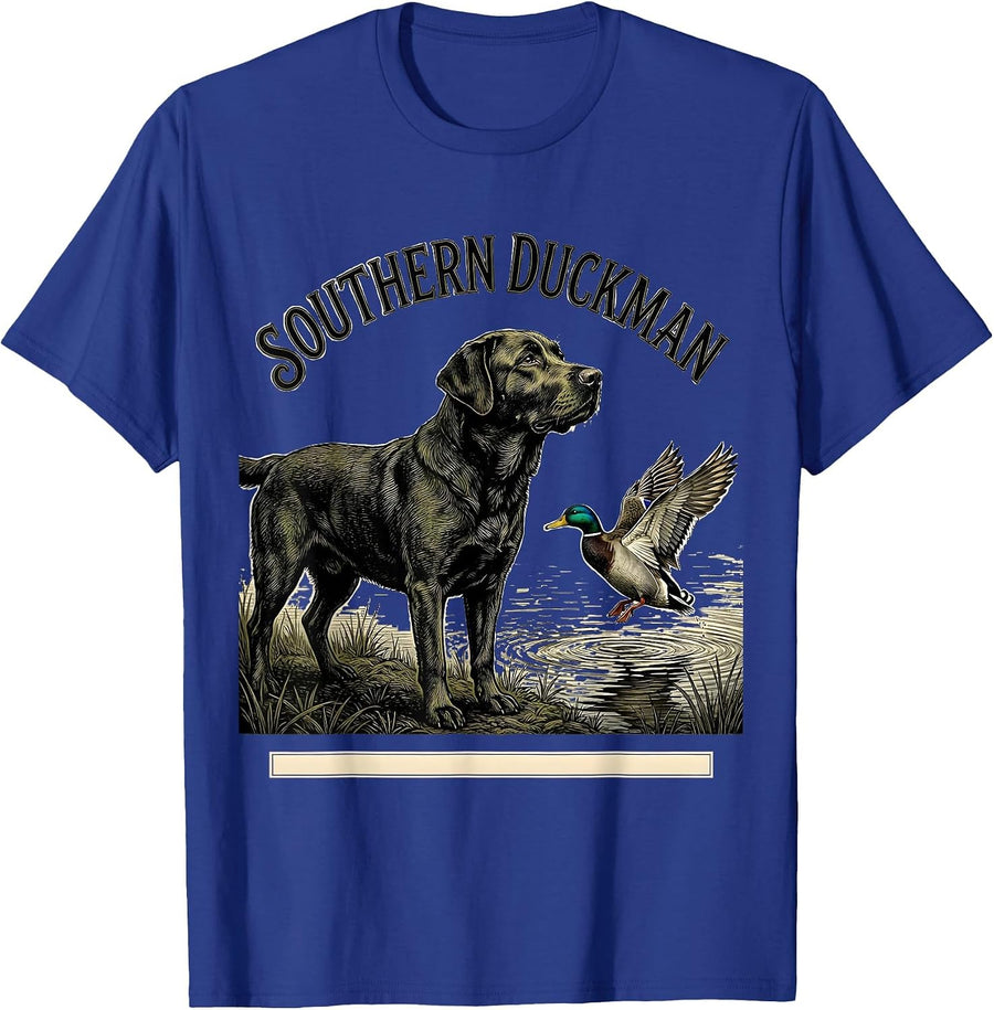Southern Duckman Vintage Labrador Duck Hunting Heritage T-Shirt - Royal Blue
