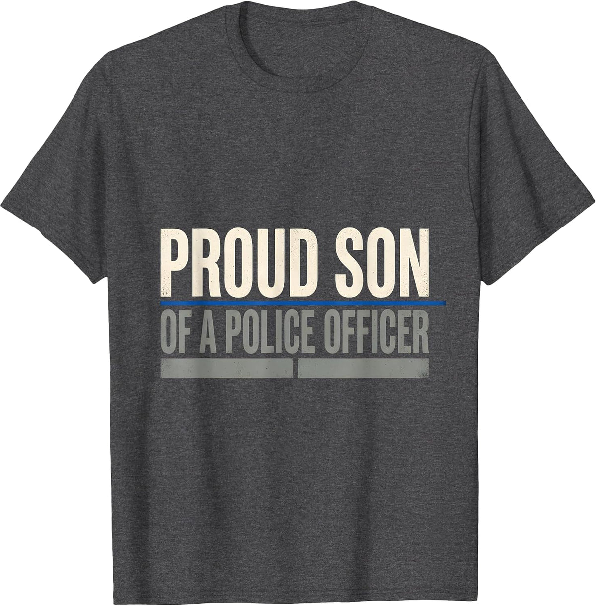 Men's Proud Son Of A Police Officer Thin Blue Line Police Support T-Shirt - Dark Heather Grey