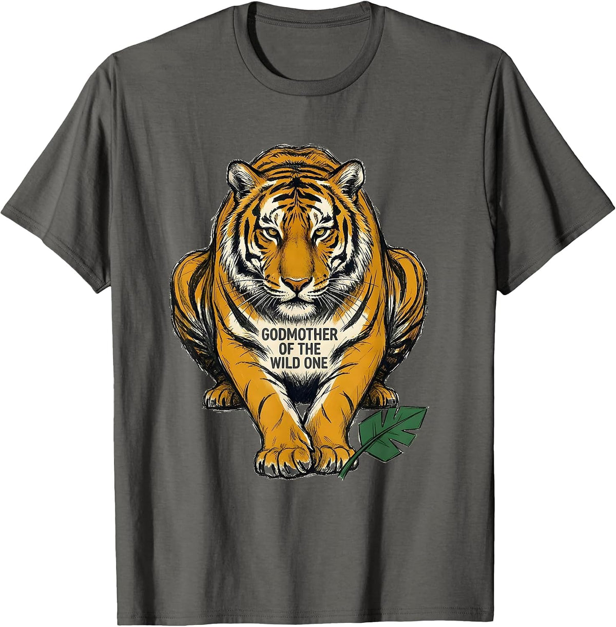 Godmother Of The Wild One Playful Safari Jungle Animal T-Shirt - Asphalt Grey