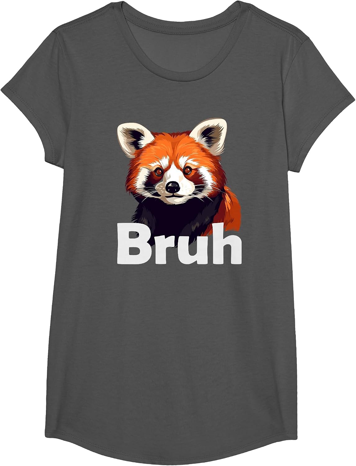 Red Panda Bruh T-Shirt - Girls Asphalt Grey