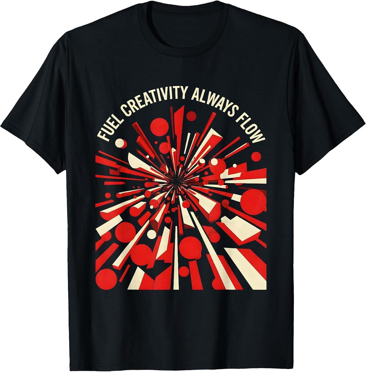 Men's Fuel Creativity Always Flow Artistic Design T-Shirt - Black