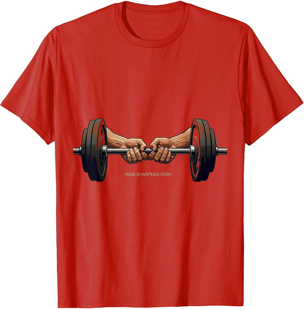 Men's Iron Sharpens Iron Editorial Conceptual Christian Gym T-Shirt - Red
