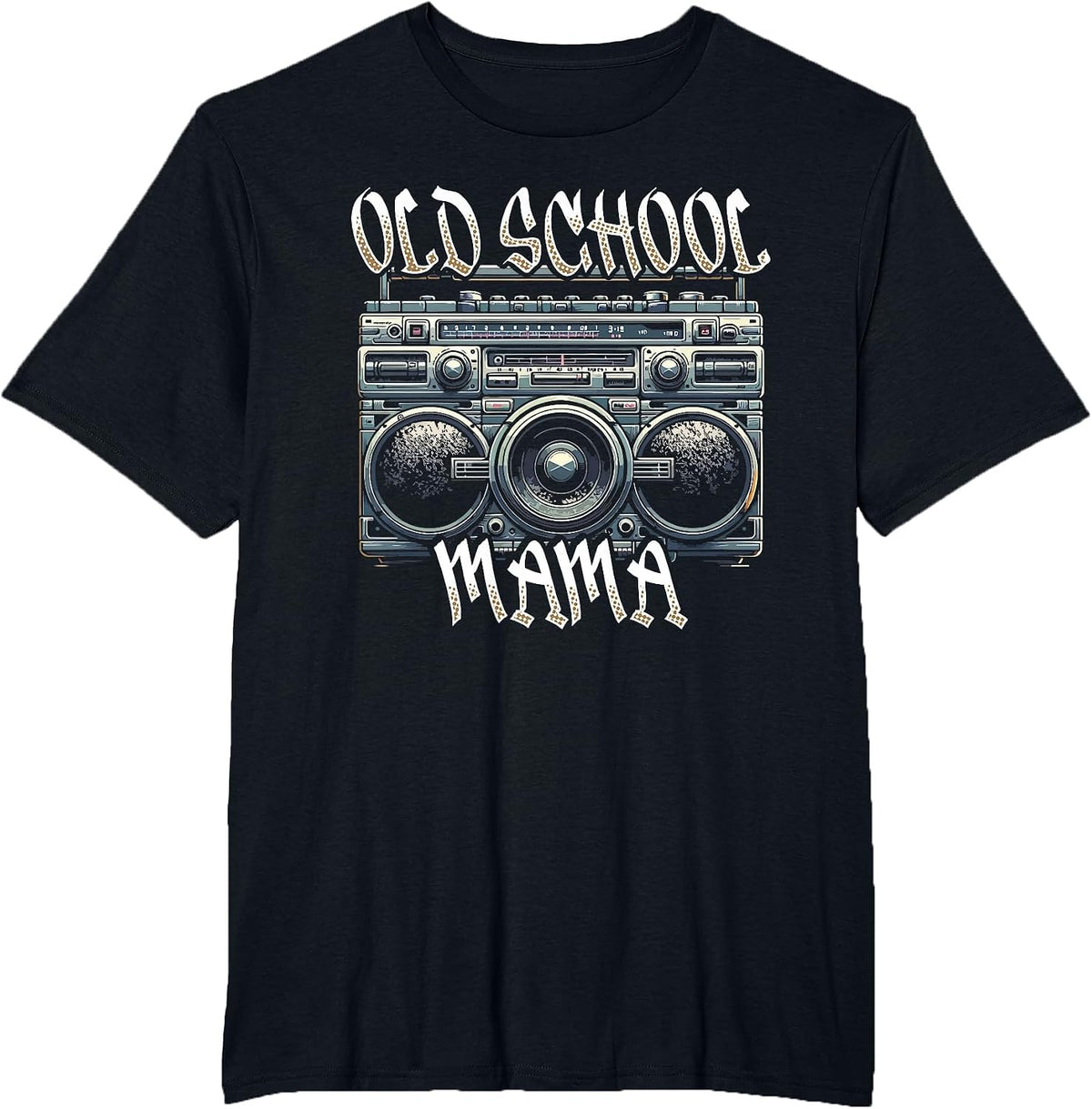 Old School Mama Iconic Music Fan Style T-Shirt - Black