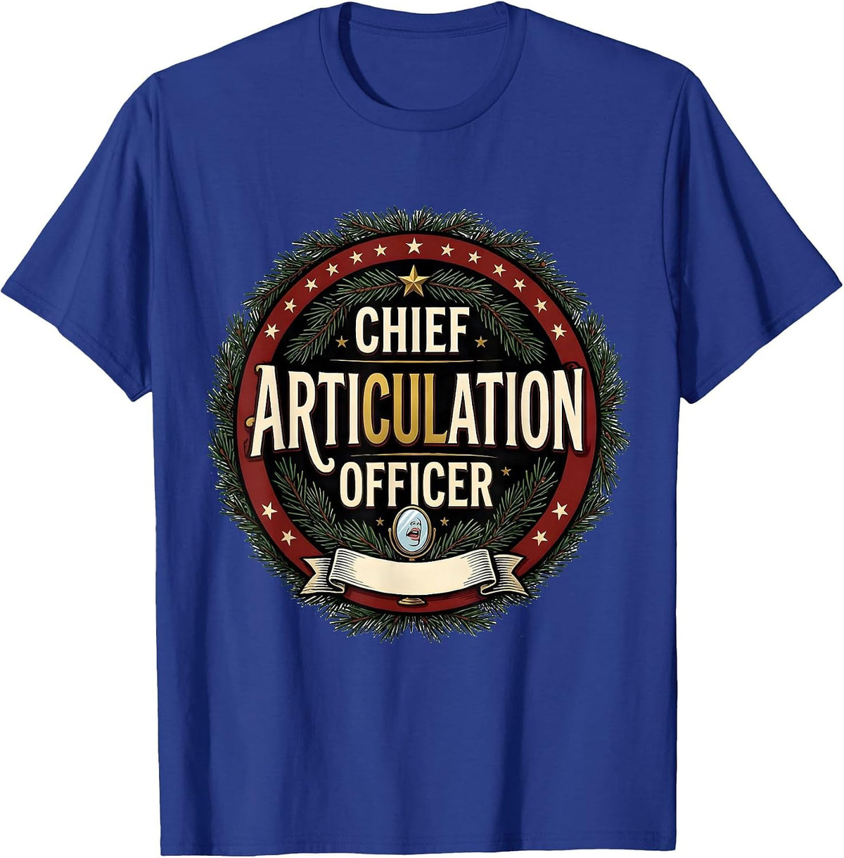 Men's Chief Articulation Officer Retro Groovy Speech Therapist T-Shirt - Royal Blue
