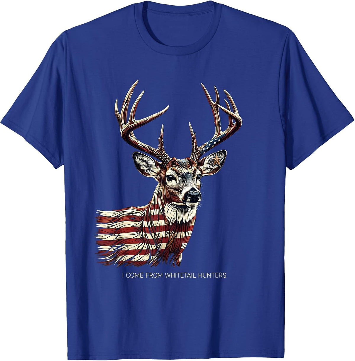 I Come From Whitetail Hunters Patriotic Camo Deer Hunter Dad T-Shirt - Royal Blue