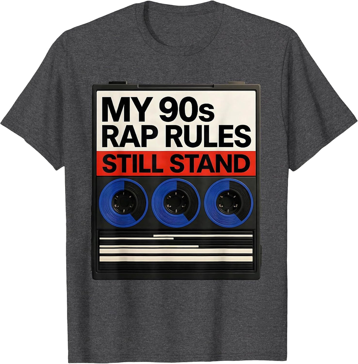 Men's My 90s Rap Rules Still Stand Bauhaus Modernist Hip Hop T-Shirt - Dark Heather Grey