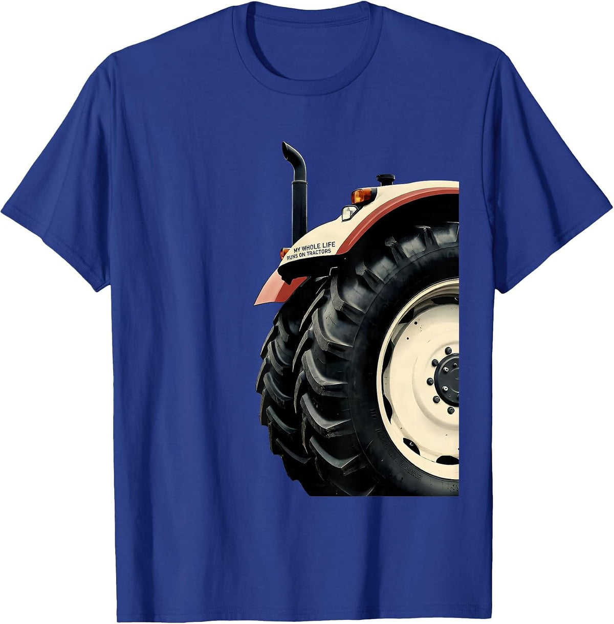 Men's My Whole Life Runs On Tractors Funny Farm Dad Tractor Lover T-Shirt - Royal Blue