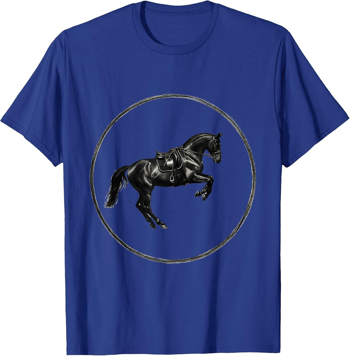 Dressage Horse Collected Canter Equestrian Art T-Shirt - Royal Blue