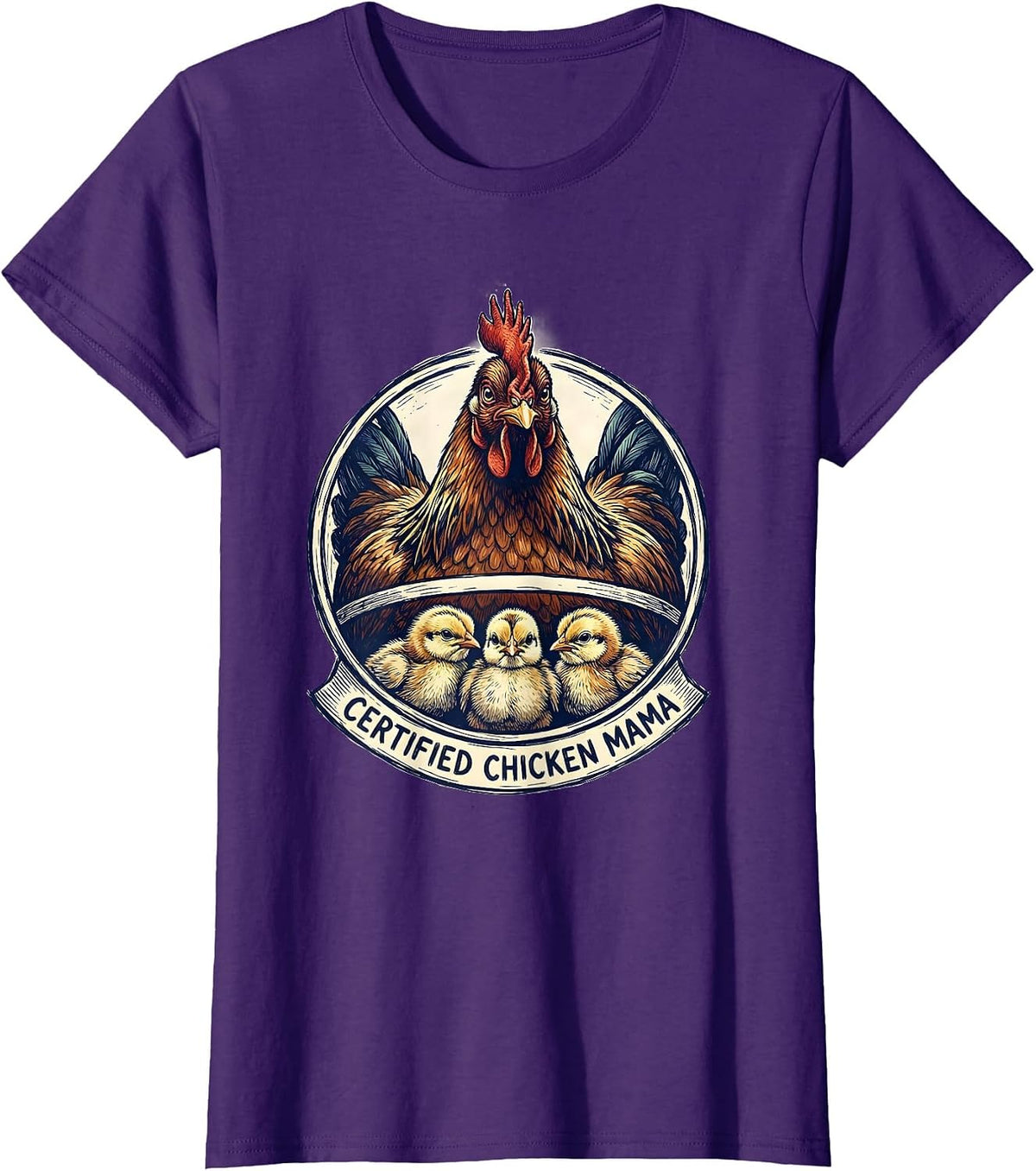 Women's Certified Chicken Mama Funny Chicken Lover Humor T-Shirt - Purple