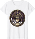 Women's Mardi Gras Masked Beauty Feathered Headdress T-Shirt - White