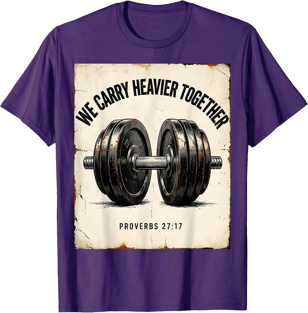 Men's We Carry Heavier Together Proverbs 27:17 Vintage T-Shirt - Purple