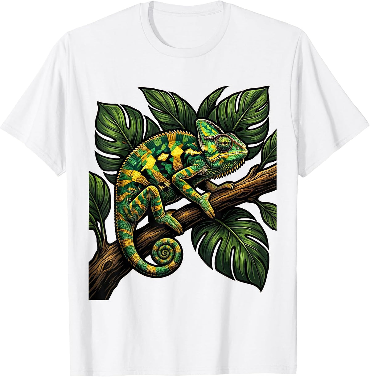 Men's Chameleon Camo Leafy Branch Nature Design T-Shirt - White