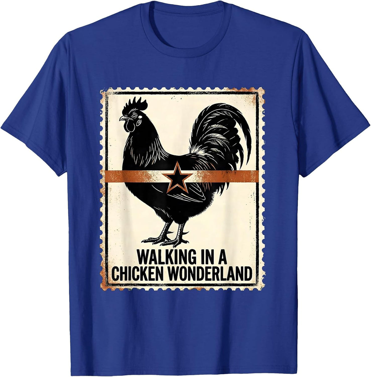 Men's Walking in a Chicken Wonderland Funny Chicken Lover T-Shirt - Royal Blue