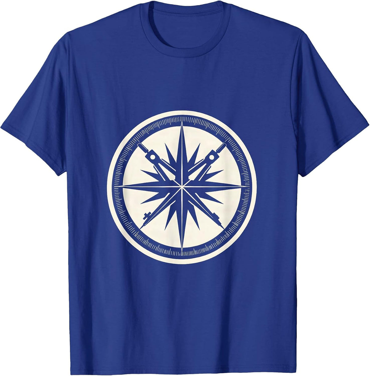Men's Compass Protractor Geometric Starburst Design T-Shirt - Royal Blue