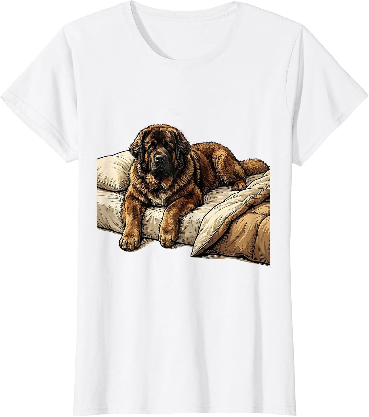 Newfoundland Dog Cozy Napping Pajama Nightshirt T-Shirt - White