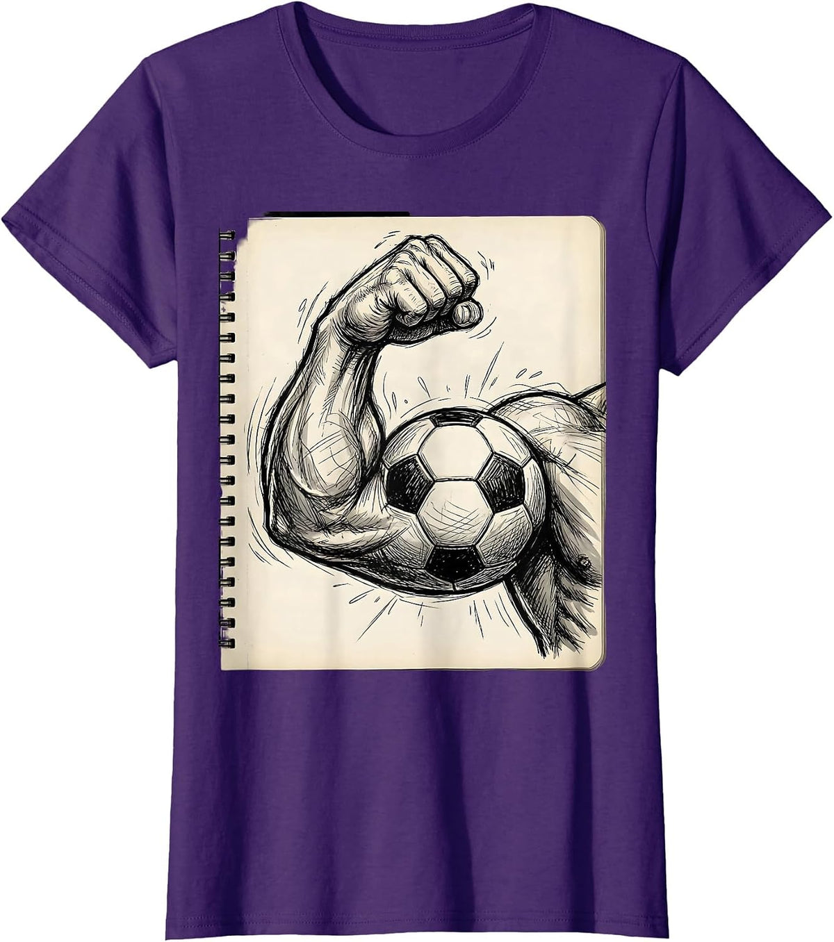 Women's Soccer Dad Flexing Bicep With Soccer Ball Graphic T-Shirt - Purple