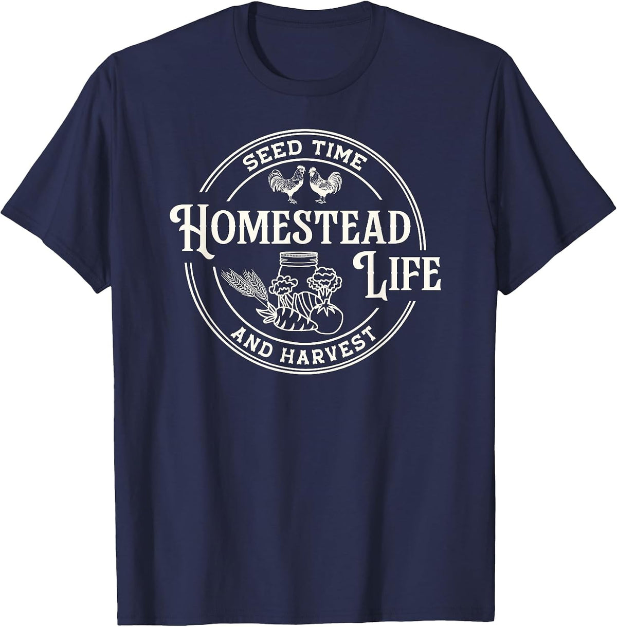 Homestead Life Seed Time and Harvest T-Shirt - Navy Blue
