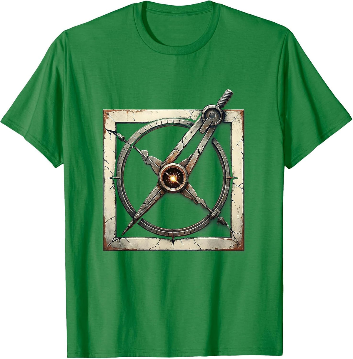 Men's Square and Compass Distressed Freemason Fraternal Pride T-Shirt - Kelly Green