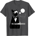 Men's Tuxedo Calls at Three Sharp 90's Retro Cat Owner T-Shirt - Dark Heather Grey