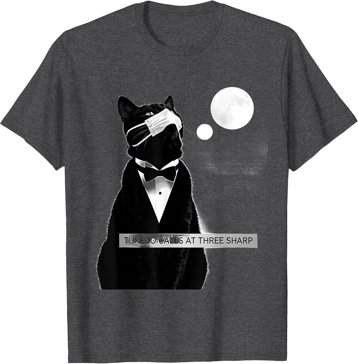 Men's Tuxedo Calls at Three Sharp 90's Retro Cat Owner T-Shirt - Dark Heather Grey