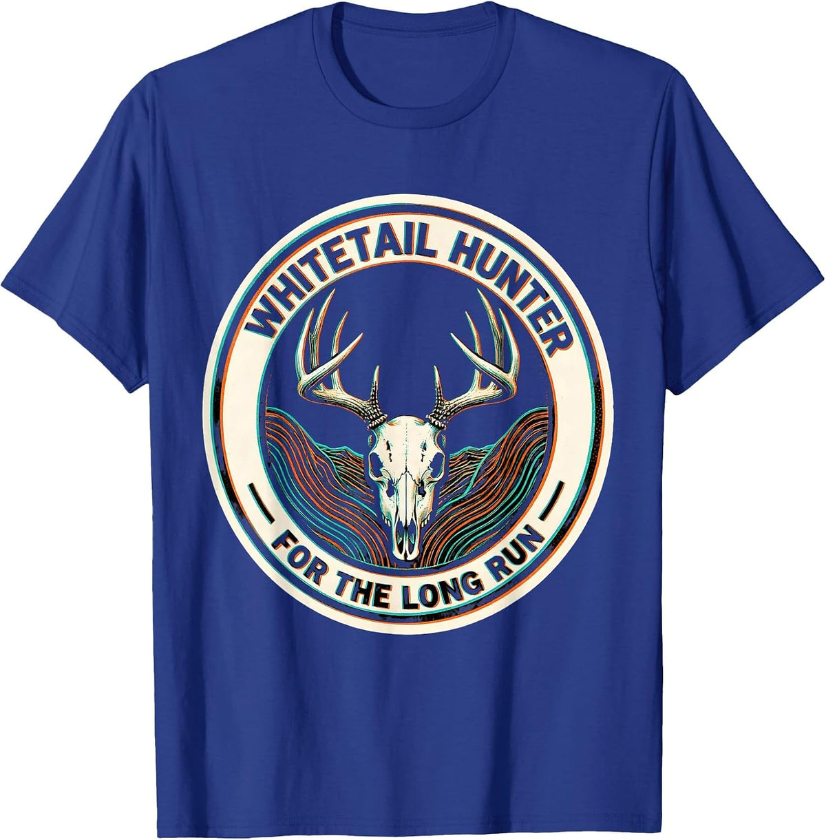 Men's Whitetail Hunter, For The Long Run Camo Dad Hunting T-Shirt - Royal Blue