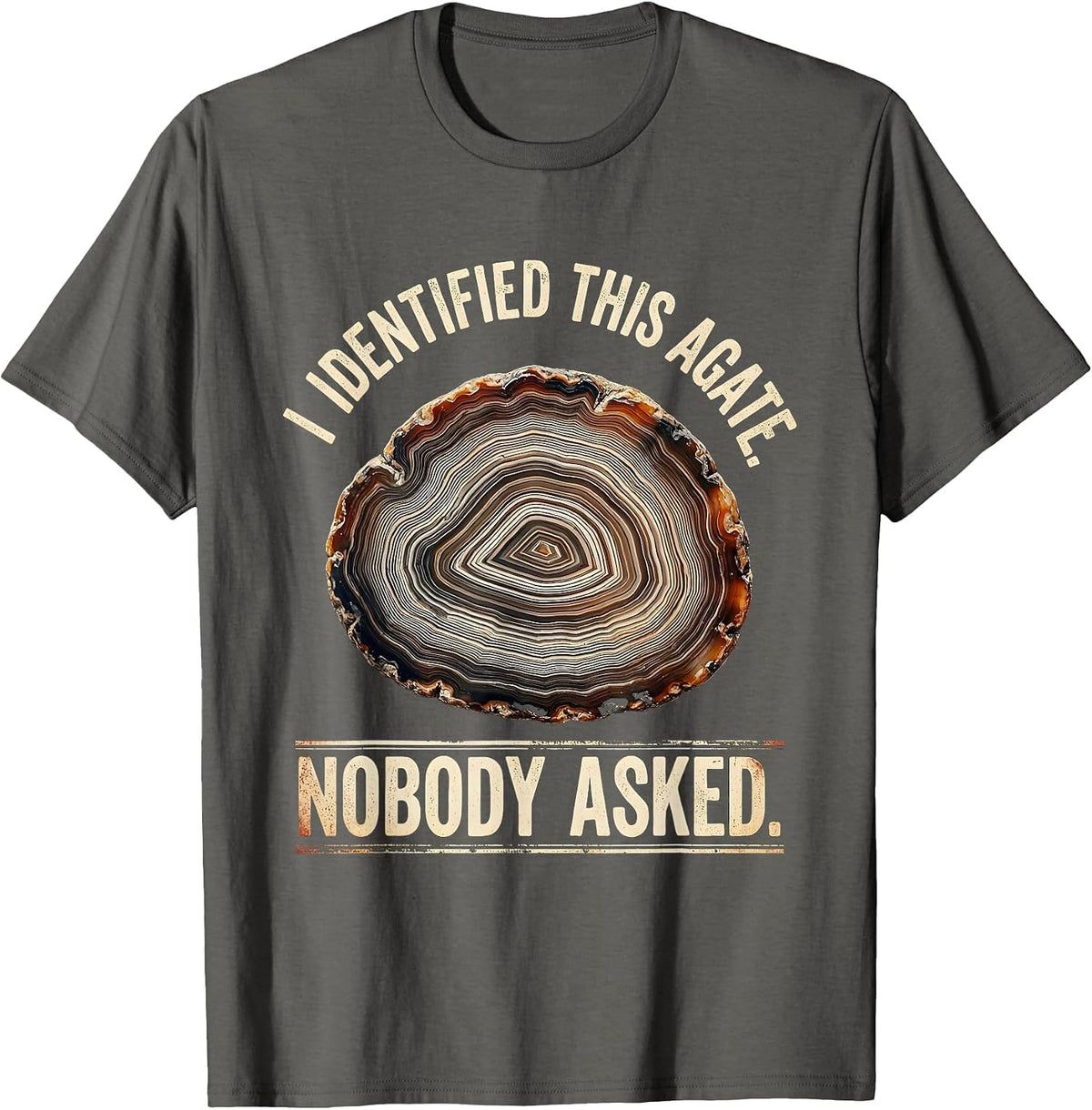 Men's I Identified This Agate Nobody Asked Distressed Rock T-Shirt - Asphalt Grey