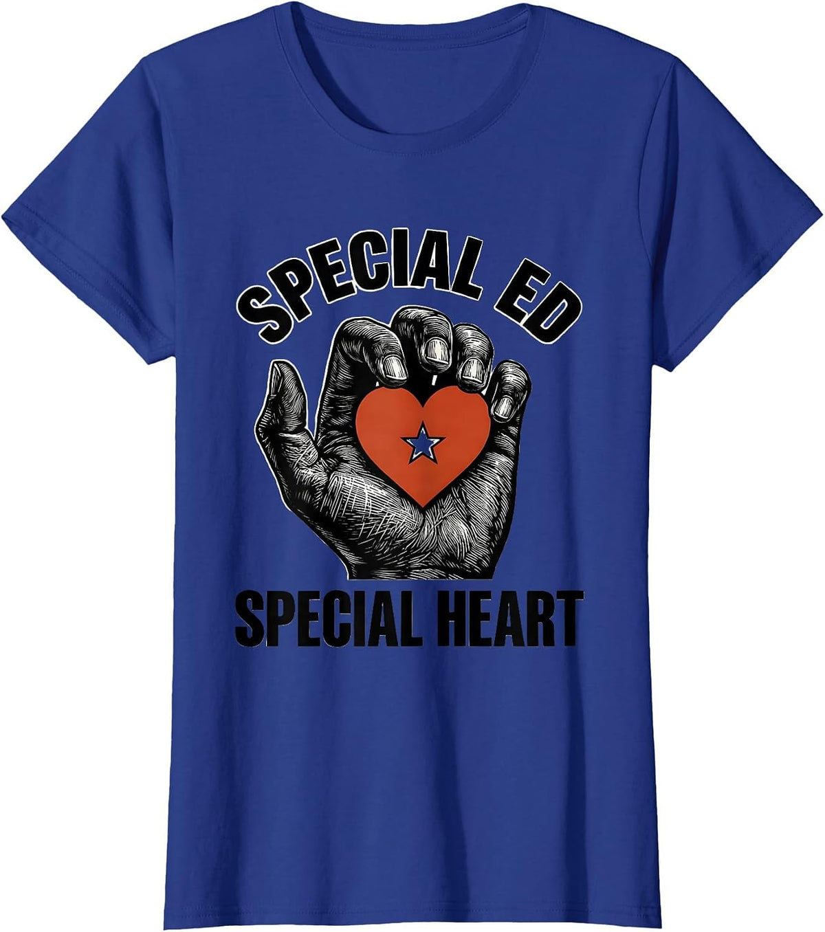 Women's Special Ed Special Heart Teacher Design T-Shirt - Royal Blue