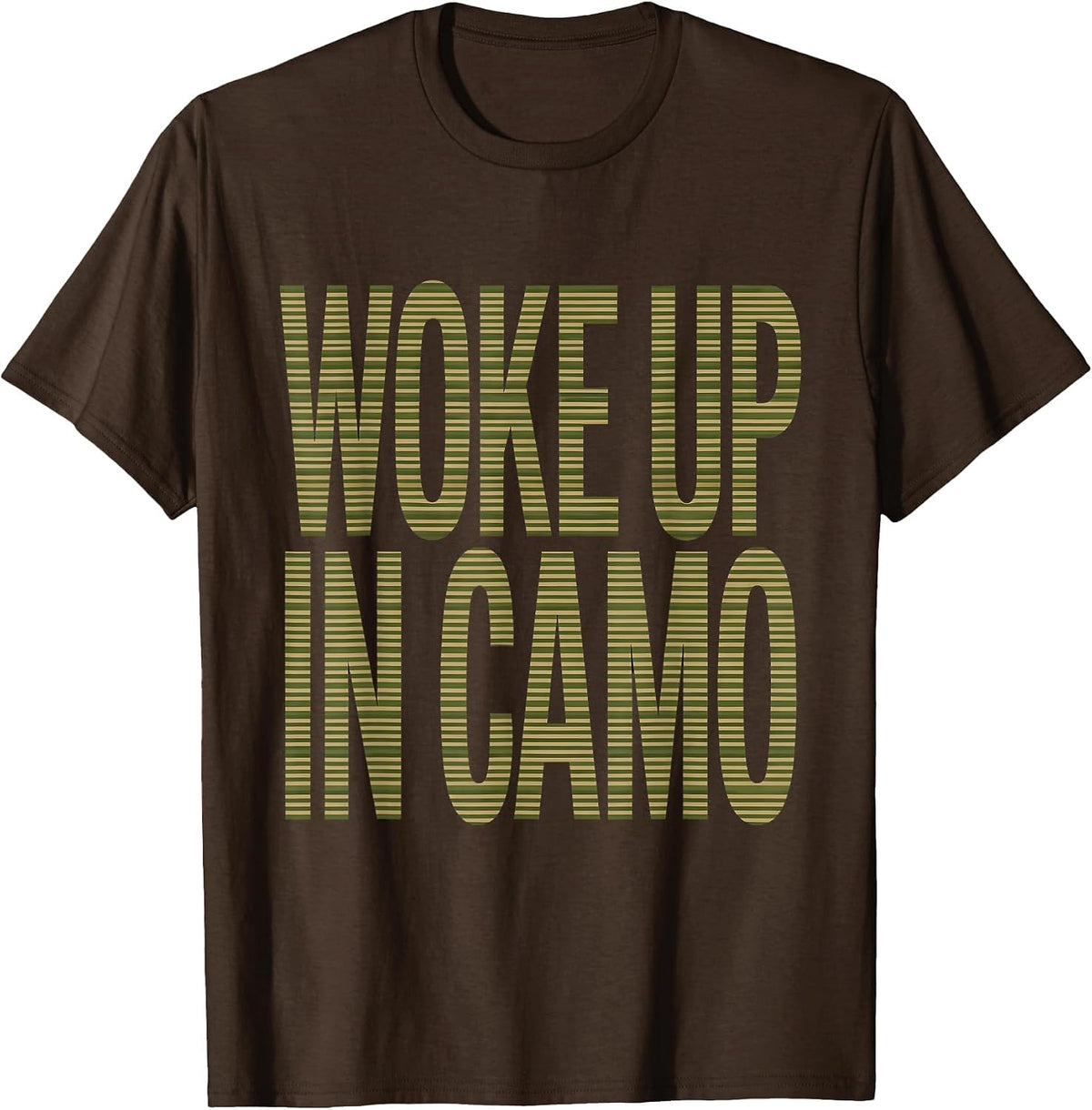 Men's Woke Up In Camo Duck Hunting Design T-Shirt - Brown