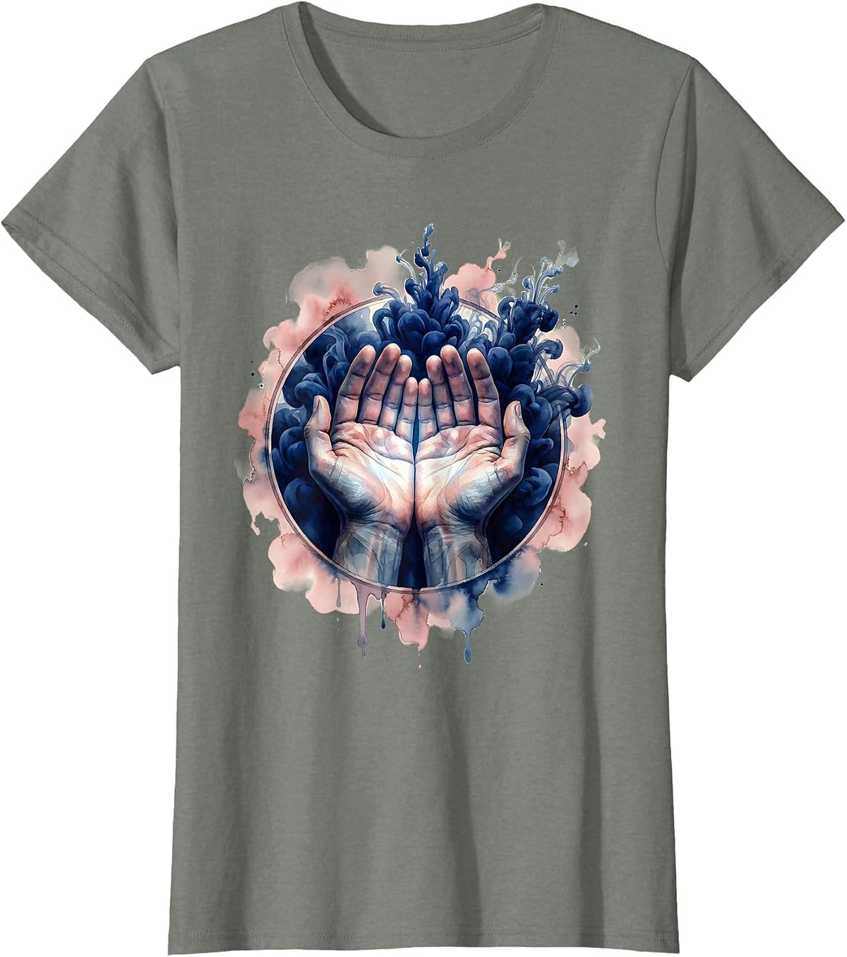 Hands Washing Away Dark Ink Stains Graphic T-Shirt - Olive Heather