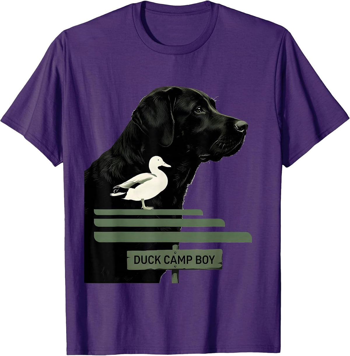 Men's Duck Camp Boy Silhouette Labrador Retriever Duck Hunting T-Shirt - Purple