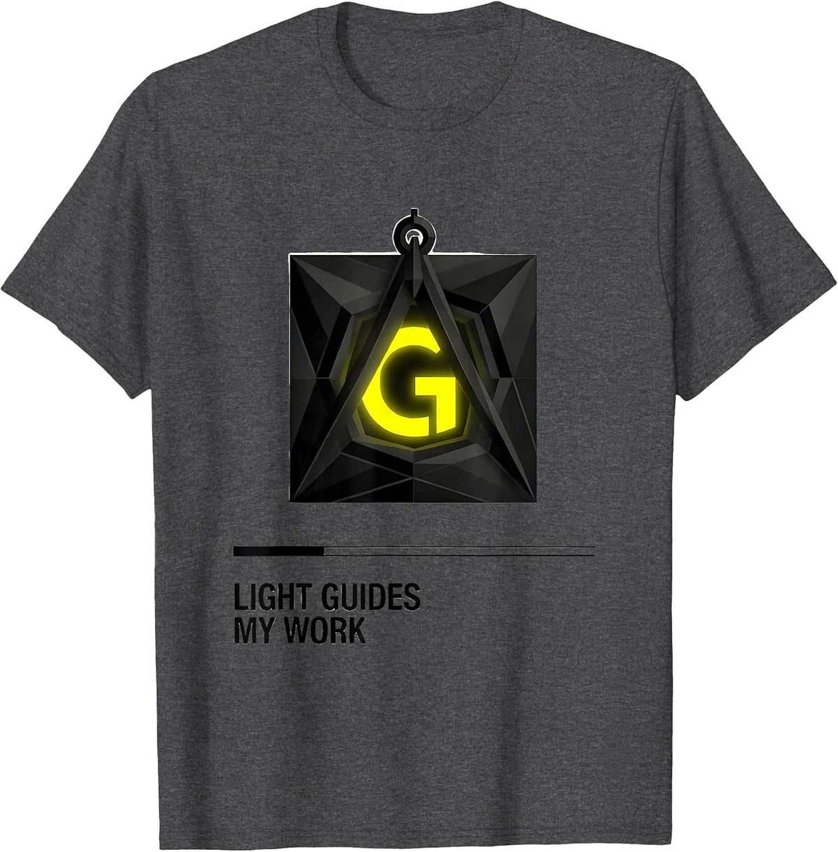 Light Guides My Work Swiss International Freemason Square T-Shirt - Dark Heather Grey