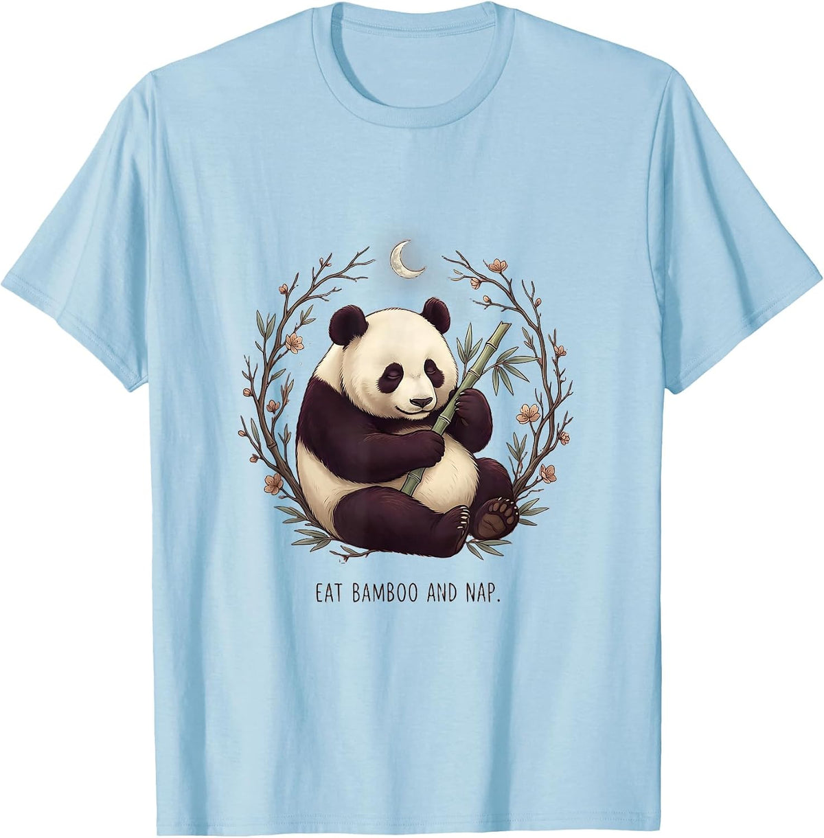 Men's Eat Bamboo and Nap Funny Panda Design T-Shirt - Baby Blue