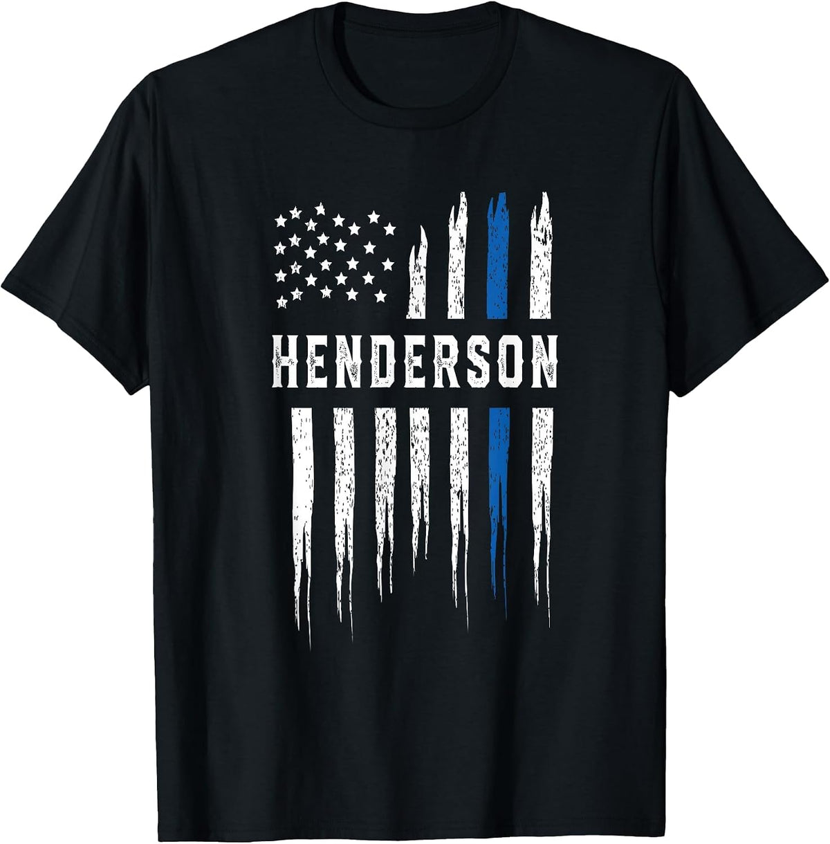 Thin Blue Line Heart Henderson Police Officer Nevada Cops T-Shirt - Black