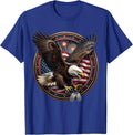 Bald Eagle Diving Over Military Dog Tags T-Shirt - Royal Blue